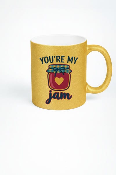 Gouden Glitter Mok 'You're My Jam' - Romantische Liefdesmok & Cadeau