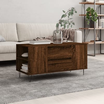 vidaXL Salontafel 102x44,5x50 cm bewerkt hout bruin eikenkleur