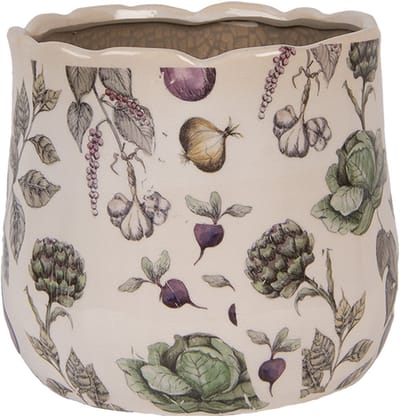 Keramiek Bloempot voor Binnen – Kleurrijke Groenten – Rustieke Pot – Ø 18 cm – Groentenmotief