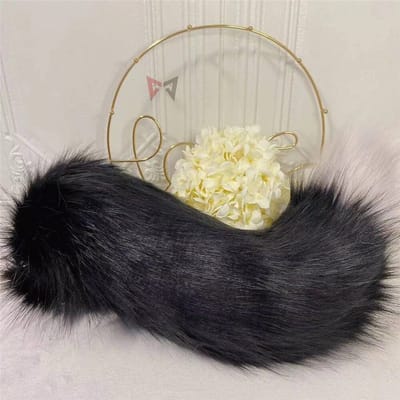 Nouveau Cerceau à Cheveux Oreilles de Loup Noir Ensemble Collier Queue Boucles d'Oreilles Accessoires de Costume Cosplay Pour Fille Femme One Size beige
