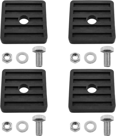 Lovelysp Zwart rubberen isolatiekussen, schokabsorberend, geluidsdempend kussen met bevestigingsschroeven, demper, schokabsorberende voeten voor airconditioning, condensator, externe machine, 4 stuks
