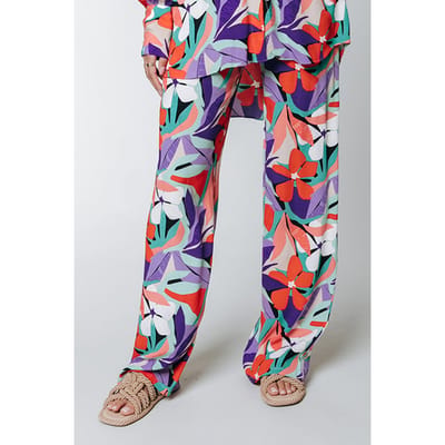 Colourful Rebel Melody Big Flower Straight Pants Multicolor Maat: XS | Straight Broeken Outlet | Dames