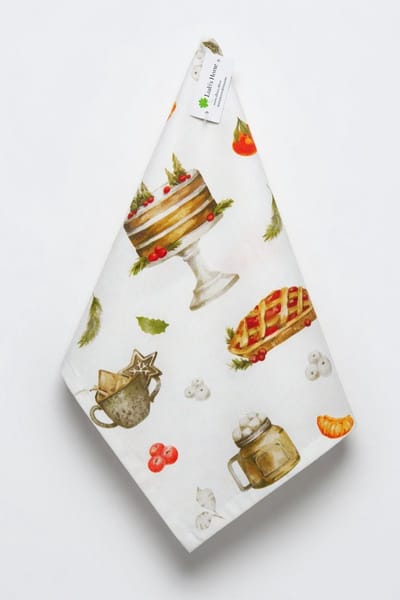 Keukendoek - Set van 2 - Taart Keukenset - Kerst motief - Theedoek -Keukentextiel - Moederdag