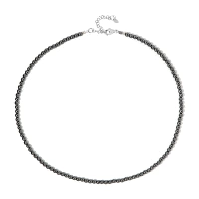 Cavill - Zilveren Halsketting - 925 Sterling Zilver - Zwarte Hematiet 82 84 ct - Ronde 4mm Kralen - Verstelbaar Elegant Tijdloos Sieraad