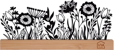 UNUS® Staander decoratieve bloemenweide zomer zwart met bamboevoe