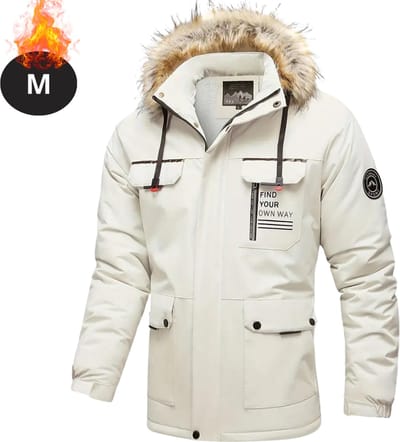 Livano Winterjas - Parka - Heren - Winter - Jas - Volwassen - Stijlvol - Met Capuchon - Gewatteerde Jas - Wit - M