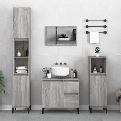 vidaXL - Badkamerkast - 30x30x190 - cm - bewerkt - hout - grijs - sonoma - eikenkleur