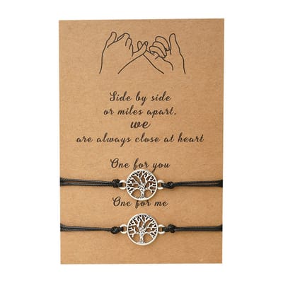 Bixorp Friends Vriendschapsarmbandjes voor 2 met Zilverkleurige Levensboom - BFF ArmbandMeisjes - Best Friends Armband Vriendschap Cadeau voor Twee