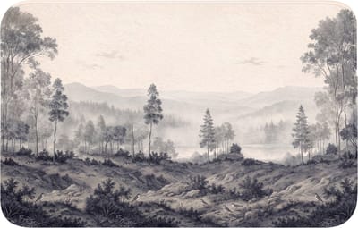 Badmat 80x50 cm - Antislip - Mistig - Berglandschap - Illustratie - Badmatten voor badkamer - Badkamermat - Douchemat - Badkamer mat
