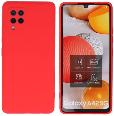Hoesje Geschikt voor de Samsung Galaxy A42 5G - Fashion Color Backcover Telefoonhoesje - Rood
