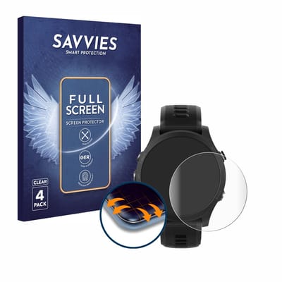 Savvies - Screenprotector voor Garmin Forerunner 935 - Folie Beschermfolie transparant volledig dekking 4 Stuks
