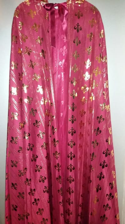 venetiaanse cape - bordeaux rood met franse lelie - one size