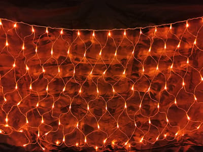 LD22-90 : Oranje sfeerverlichting, 1x2mtr Net-vorm, 160 oranje Leds, 8 programma's & afstandsbediening, doorkoppelbaar, IP44, Feesten - Voetballen - Oranje - koningsdag - voor binnen en buiten.