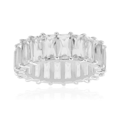 Cavill - Zilveren ring met witte topaas 8,1 ct - 925 sterling zilver, baguette geslepen - Elegante, handgemaakte damesring met certificaat
