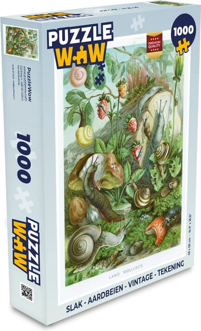 Puzzel Slak - Aardbeien - Vintage - Tekening - Legpuzzel - Puzzel 1000 stukjes volwassenen