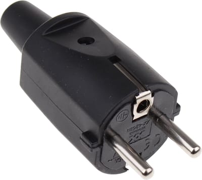 UNIVERSEEL - STEKKER PVC SOEPEL 16A MET AARDING ZWART