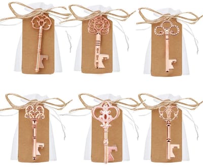 Allecto - Skeleton Key Bottle Opener - Vintage Flair - Goud Roze - Perfect voor Trouwen - Unieke Favors - Set van 60 Stuks