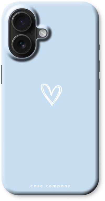 Case Company® - Hoesje geschikt voor iPhone 16 hoesje - Klein Hart Blauw - Tough Case - Maximale Bescherming alle Kanten en Schermrand