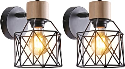 2 Stuks Wandlampen Woonkamer Industriële Wandkandelaar Verstelbaar voor Slaapkamer Keuken Gang Zwart