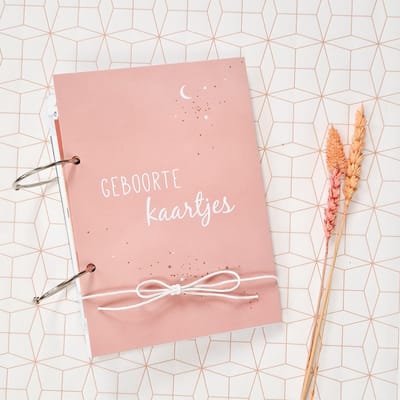 Fien & Feau Bewaarbundel geboortekaartjes - Roze heelal - A5