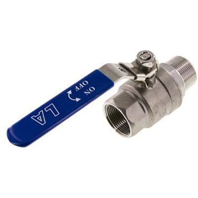 Buiten x Binnendraad R/Rp 1-1/4 inch PN 63 2-Weg RVS Kogelkraan - BL2SH-M-63-MF-114