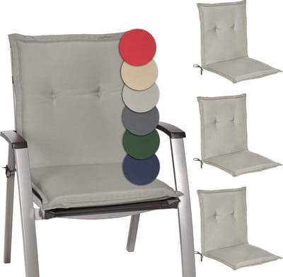 Beautissu Loft NL – Set van 4 Tuinkussens Lage Rug 100x50x6 cm Kussen Licht Grijs Tuinstoelkussens Zitkussen Tuinstoel
