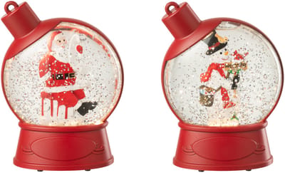 J-Line hanger Waterbol Peperkoekman + Kerstman - kunststof - rood - 2 stuks