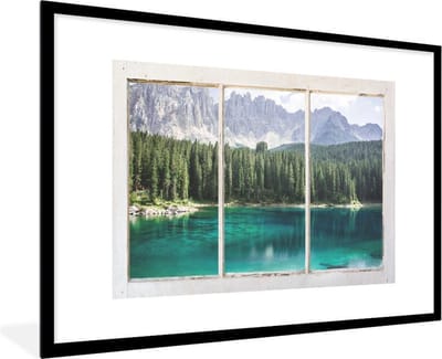 Fotolijst incl. Poster - Doorkijk - Boom - Water - 120x80 cm - Posterlijst