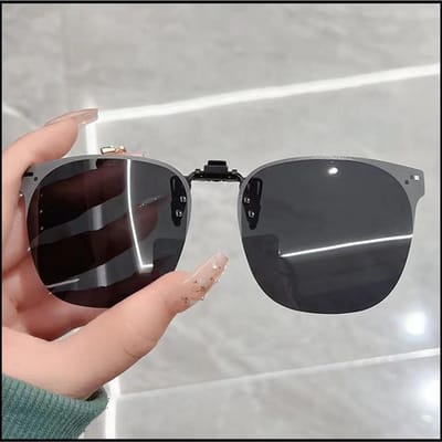 Heren Clip-on Zonnebril Gepolariseerd Flip-up Bril Dames Verloop Fotochromatisch Anti UV400 Zonnebril Nachtzicht Bril Polarized grijs