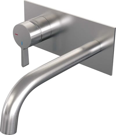 Brauer Brushed Edition inbouw wastafelmengkraan met gebogen uitloop en afdekplaat model E2 RVS geborsteld PVD