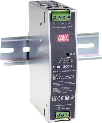 Mean Well DDR-120A-12 DIN-rail DC/DC-converter 12 V/DC 8.3 A 99.6 W Aantal uitgangen: 1 x Inhoud: 1 stuk(s)