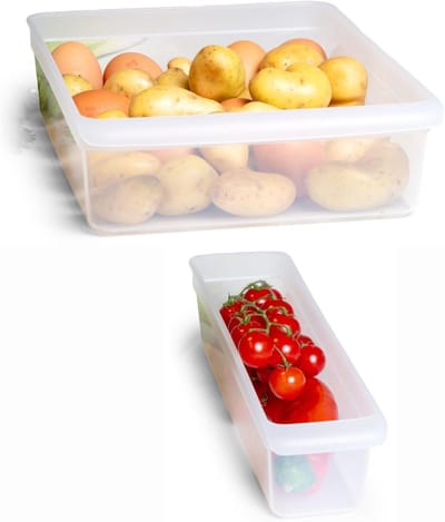 Novaliv Koelkastset van 2 organizers Koelkast Klein + Groot BPA-vrij Keukenorganisatie Keukenorganizer Koelkastorganizer Voedselveilige flessenorganizer Opbergvak Koelkastvak