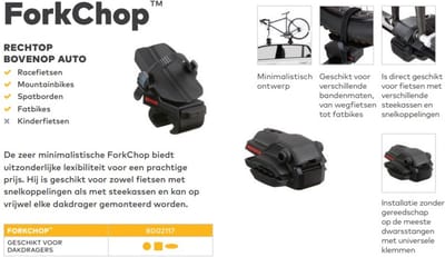 Yakima ForkChop Dak Voorvork Fietsendrager Fietsdrager 2 electrische fietsen Auto Fietsendragers Accessoires