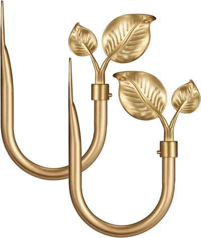 Gordijn Haakjes 2 Stuks - Met Blad Vorm - Geborsteld Goud Kleur