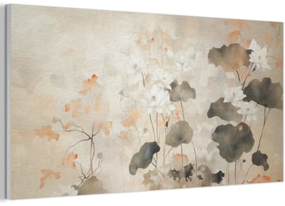 Akoestisch wandpaneel 80x40 cm - Vilt schilderij Bloemen - Japandi - Wabi sabi - Akoestische panelen - Geluidsdempende wanddecoratie - Geluidsisolatie woonkamer - Muurdecoratie geluidspanelen