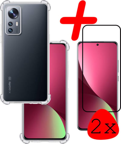 Hoesje Met Screenprotector - 2 Stuks - Geschikt voor Xiaomi 12 - Sterk & Shockproof - Siliconen Case - Back Cover - Telefoon Hoes - Shock Proof - Transparant