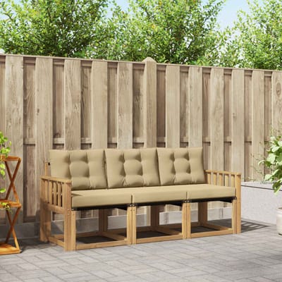 vidaXL - Buiten - bank - set - 3 - st - Wit - en - Beige