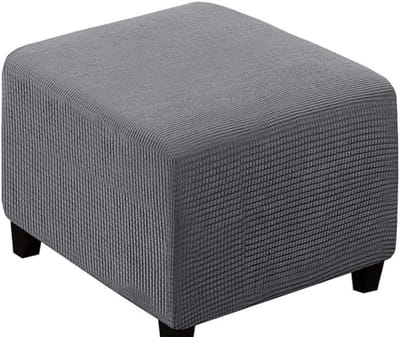 Voetenbank Hoes - Poef Cover Krukhoes - Meubels Beschermen - Hoge Stretch Corduroy - 40x35 cm - Donkergrijs