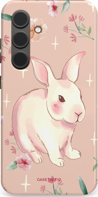 Casetastic Hoesje Geschikt voor Samsung S24 - Stijlvolle Beschermende Duo-layer Case - Schattig konijntje