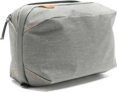 Toilettas organizer voor mannen, Wash pouch toilettas, saliegroen, toiletspullen, staat recht op, kantelt niet om, met inklapbare aluminium haak, ophangbaar, nylon weefsel, grijs, 1 stuk, heren
