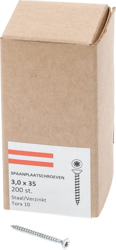 Hoenderdaal Spaanplaatschroef verzinkt platverzonken kop TX10 voldraad 3.0X35 (per 200 stuks)
