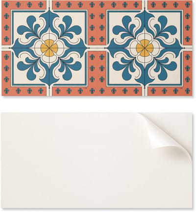 Zelfklevende vinyl wanddecoratie 100x50 cm met folkloristisch patroon en bloemen