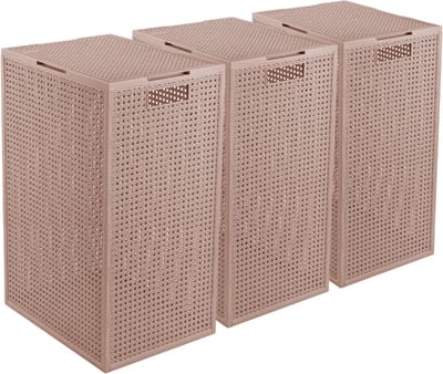 Curver Kaya Wasmand met deksel - 60L - 3 stuks - 38x29x58,5 cm - Warm Taupe
