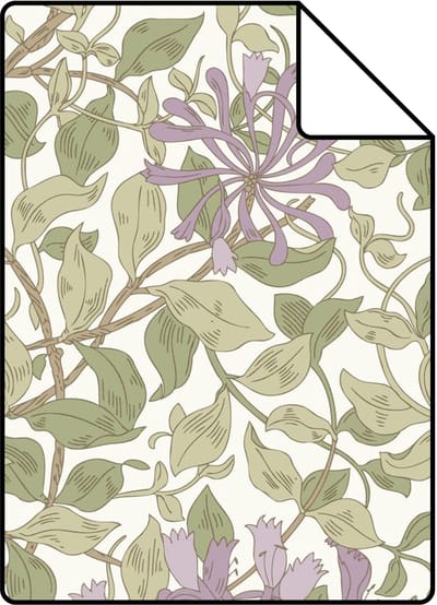 Proefstaal ESTAhome behang bloemen groen en paars - 26.5 x 21 cm - 131030-S