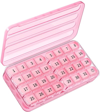 Dailygoods- Tablettenbox maand 31 dagen - Medicijnbox met 32 vakken - Pillendoos voor dagelijkse innames - Reisvriendelijk - Veilig materiaal - Eenvoudig te vullen