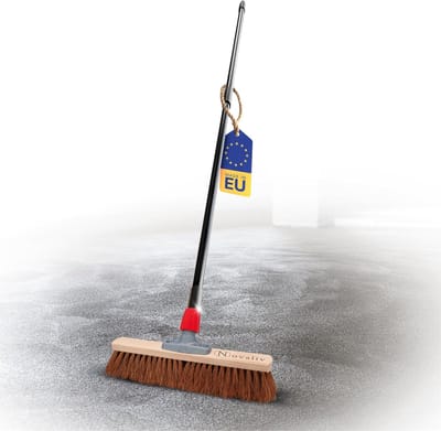 Novaliv Kokosbesen 40 cm mit Teleskopstiel Kokosborsten Besen Naturborsten mit Stiel Werkstattbesen Hallenbesen Industriebesen Hausbesen Kehrbesen Malerbesen Haarbesen Terassenbesen Besen weich
