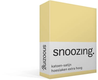 Snoozing - Katoen-satijn - Hoeslaken - Extra Hoog - Eenpersoons - 70x200 cm - Geel