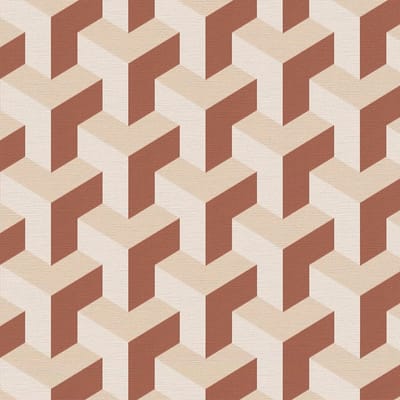 3D behang Profhome 781503-GU vliesbehang hardvinyl warmdruk in reliëf gestructureerd met grafisch patroon subtiel glanzend crème rood goud 5,33 m2