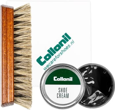 Collonil | Schoenpoets set 3-delig | Shoe cream | Poetsdoek | Borstel | Zwart