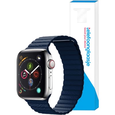 Lederen ribbel bandje Apple Watch 1/2/3/4/5/6/SE – 38/40mm - Donkerblauw